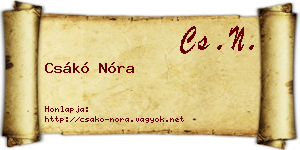 Csákó Nóra névjegykártya